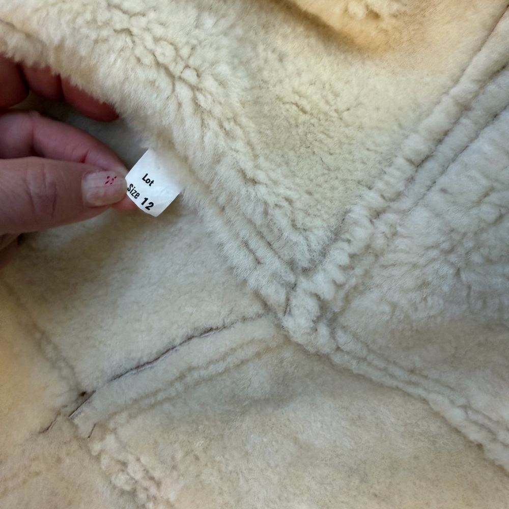 Source Unknown Camel Leather Jacket With Ivory De… - image 6